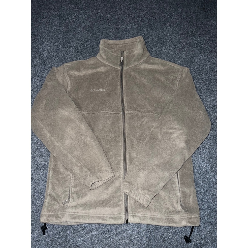 Columbia Mens Fleece Jacket Large Brown Full Zip Soft Outdoor Sweater